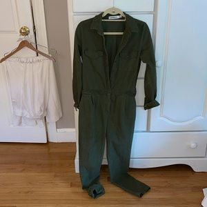 Denim collared jumpsuit